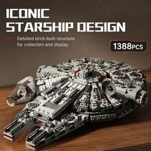 1388pcs Space Cargo Spaceship Building Block Model, Detailed Sci-Fi Starship Assembly Set, Adult Collectible Brick Display Model, Desktop And Bookshelf Decoration - Space Building Blocks - View 10