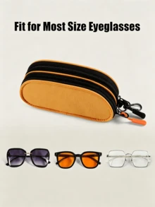 Double Layer Glasses Storage Bag, Soft Material With Zipper And Hook, Unisex Portable Double Zipper Glasses Storage Pouch, Suitable For Storing Glasses - Multicolor - View 6