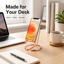 1 buah Stand Ponsel & Tablet Kawat Logam Minimalis, Stand Meja dengan Alas Bulat Kompak, Dudukan untuk Menonton Bebas Genggam & Tempat Kartu, Cocok untuk Panggilan Video, Membaca, Belajar, Kantor, Kamar Tidur, Asrama, Kembali ke Sekolah, Hadiah Liburan - Beraneka warna - View 4
