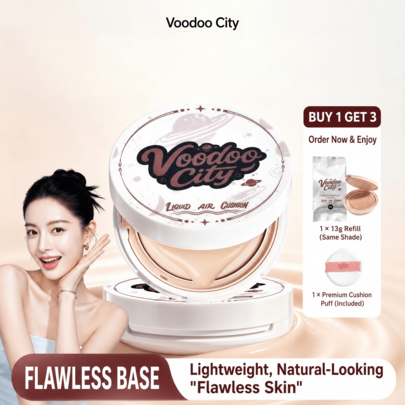 voodoo city Soft-Focus Longwear Cushion BB Cream, Lightweight High Coverage Air Cushion Foundation With Smooth Skin-Like Finish, Buildable Concealing Makeup, Waterproof Sweat-Resistant Base, Natural Radiant Look For Daily Makeup-Ivory