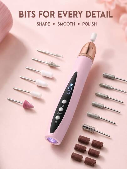 Rechargeable Electric Nail Drill, 320mAh Battery, 12000RPM High Speed, Portable Wireless Nail File Machine, Nail Tool, Suitable For Manicure, Gel Nail Polish Removal, Cuticle Care, Home And Salon Use, Women's Birthday And Christmas Gift