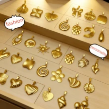 30Pcs Mixed Stainless Steel Pendant Set, Random Style Delivery, Fashion Personalized Heart Flower Butterfly Pendants For DIY Necklace Earring Jewelry - Multicolor - View 3