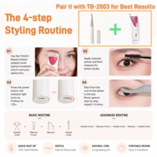 TOUCHBeauty Heated Eyelash Curler With Comb, Suitable For Soft/Short/Long Lashes, Washable Brush Head, Max Temp 80°C For Fast Natural Curl & Long-Lasting, 2 Heat Settings Anti-Scald, Type-C Charging, Gift For Women - Light Grey - View 4