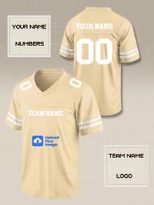 Custom Men's Football Jersey: Professional Team Building Sports Top, Mesh Fabric With Personalized Company Logo & Name Printing. - Champagne - View 1