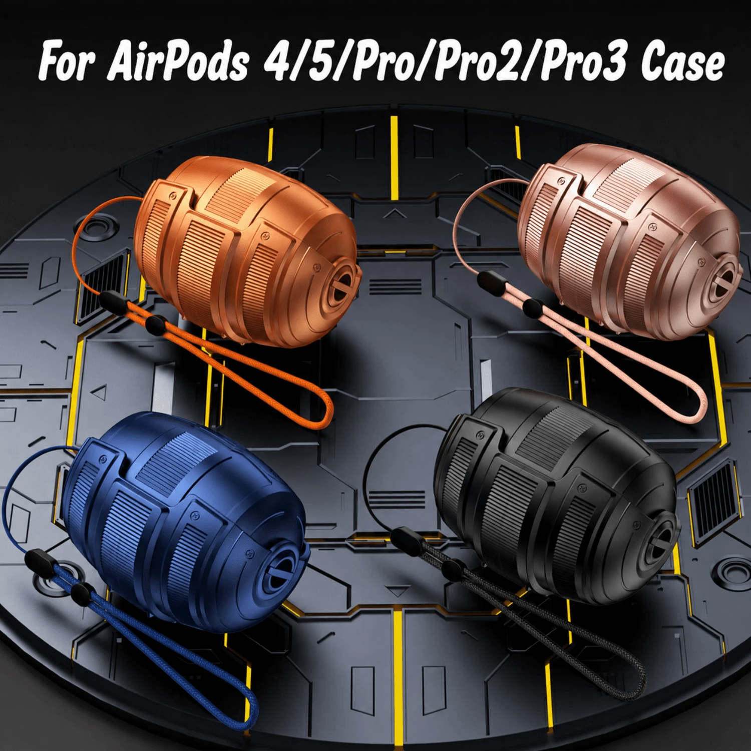 Compatible With Airpods 4 5 Pro Pro 2 Pro 3 Case, 360° Rotating Magnetic Lock Mecha Shockproof Cover Includes An Anti-Lost Lanyard - Multicolor - View 1