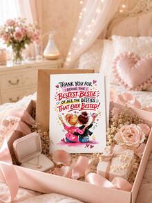 1pc Best Friend Greeting Cards, Birthday Thank You Gratitude Cards With Envelopes, Unique Friendship Birthday Gift Cards For Women Bestie - View 4