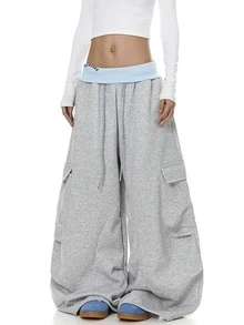Women's Drawstring Waist Casual Versatile Daily Wear Cargo Pants - Multicolor - View 4