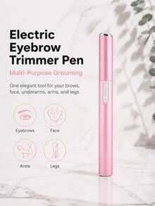 Electric Eyebrow Trimmer, Women's Multi-Function Facial Hair Remover, Portable Painless Grooming Tool, Suitable For Eyebrows, Underarms, Legs, Arms, Compact Aluminum Alloy Design, Comes With Comb And Cleaning Brush - A - View 4