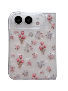 1pc Fashion Cute Simple Shell Pattern PC Material Tulip Fragrant Element Folding Phone Case, Can Protect And Prevent Falling For:SamsungGalaxy Z Fold 5/SamsungGalaxy Z Fold 6/SamsungGalaxy Z Fold 7/SamsungGalaxy Z Fold 8 Ultra/SamsungGalaxy Z Fold 8/IPhoneDuo - White - View 4
