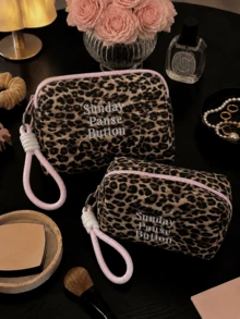 Mini Leopard Print Cosmetic Bag - Suitable For Women And Teachers | Cute Portable Handheld Makeup Organizer | Compact "Korean" Design | Ideal For Parties And Daily Use - Multicolor - View 16