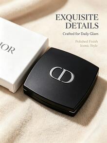 Dior Premium Matte Black Square Double-Sided Folding Makeup Mirror, Metal Logo Portable Compact Mirror For Touch-Ups, Pocket Mini High Definition Beauty Mirror, Travel Business Trip Outing Carry-On Makeup Tool - Black Square Makeup Mirror - View 6