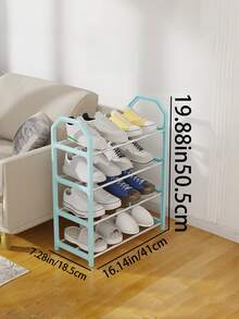 Neutral 4-Tier Multifunctional Shoe Rack, Multiple Colors Available, Plastic Frame With Metal Storage Layers, Aesthetic Durable And Space-Saving, Minimalist Style Shoe Rack, Suitable For Home Entryway And Bedroom - Multicolor - View 15