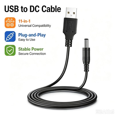 USB A To DC Boost Cable USB To 5V DC Power Cable, USB To DC Jack Connector Power Supply Adapter With DC Tips For Wifi Router, Fan, Camera And Small Household Electronics