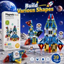 33/39pcs Magnetic Building Blocks - Mini Magnetic Tiles 5 Themes Set, Travel Portable Iron Box, Montessori Educational Learning DIY Toy, STEM Creative Assembly Game, Sensory Toy, Suitable For Boys And Girls Birthday Party Gift, Classroom Prize, Halloween, Christmas Gift - Multicolor - View 4