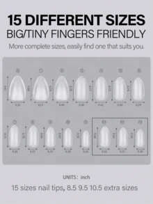 HOTWAY 120 Pieces Combination Full Set Of False Nails, Medium Short Almond And Trapezoid, 15 # Matte Acrylic Nail Tip, Suitable For Nail Salons To Wear Gel Nail Set Nail Supplies - View 9