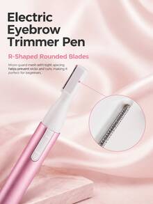 Electric Eyebrow Trimmer, Women's Multi-Function Facial Hair Remover, Portable Painless Grooming Tool, Suitable For Eyebrows, Underarms, Legs, Arms, Compact Aluminum Alloy Design, Comes With Comb And Cleaning Brush - A - View 5