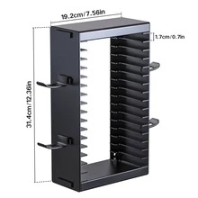 Universal Video Game Storage Tower With 4 Controller & Headset Holders, 16 Game Disc Organizer Stand, Vertical/Horizontal Storage Rack Compatible With P5, P4, X-Series, NS Console - View 9