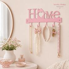1pc Love Heart Wall Mounted Key Holder, 4-Hook Decorative Organizer With Screws For Keys, Jewelry, Lanyards, Entryway Bedroom Living Room Home Decor Storage Rack - Multicolor - View 12