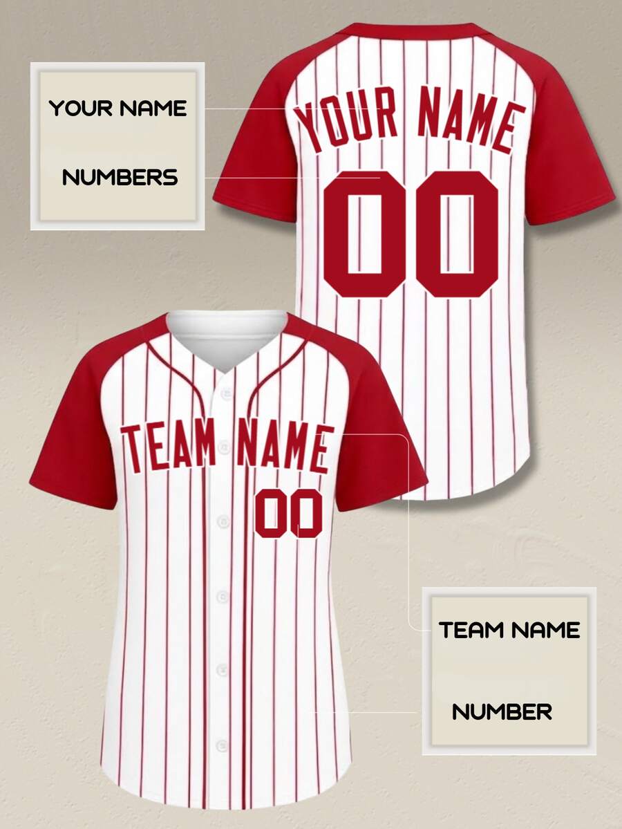 Custom Baseball Jersey Striped Button Down Shirts Personalized Sports Uniform For Men Women Youth