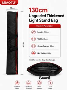 MIAOTU Photography Light Stand Portable Storage Bag 120/130/150cm, Large Capacity Tripod Storage Bag, Dual Zipper Design, Suitable For C-Stand, Background Stand And Umbrella Stand - View 8