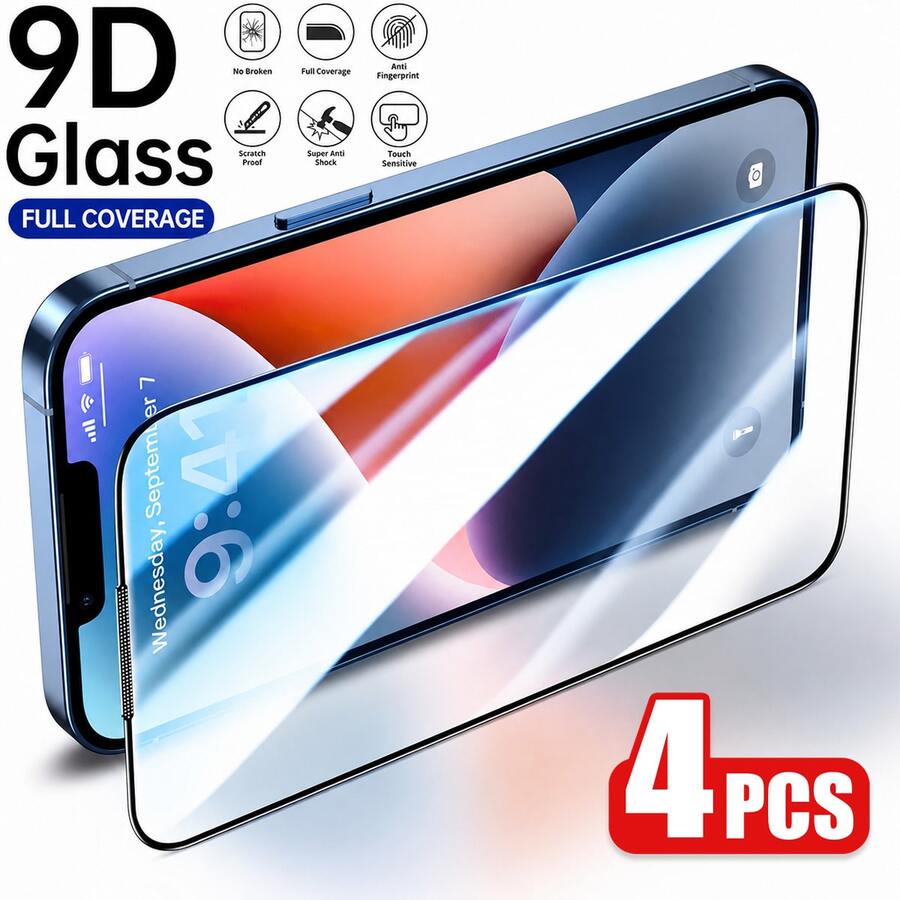 CASECOPS 4片裝超高清強化玻璃螢幕保護貼，相容 iPhone 18 Pro Max/18 Pro/17 Pro Max/17 Pro/17/16 Pro Max/16 Pro/15 Pro Max/14/13/12/11/X 系列，全螢幕覆蓋 9H 絲印玻璃，8K 清晰，防指紋，易安裝，防刮耐摔。智慧型手機使用者的理想選擇，也是生日、復活節、聖誕節和萬聖節等場合的絕佳禮物。