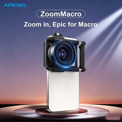 عدسة ماكرو فائقة من APEXEL متوافقة مع آيفون، عدسة تصوير ماكرو للهاتف المحمول بتكبير 10X-20X مع مشبك M37mm، متوافقة مع جميع الهواتف الذكية تقريبًا، إكسسوار صور وفيديو للهاتف.