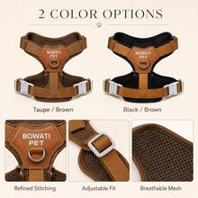 1pc BOWATI PET Breathable Mesh Dog Harness, Adjustable Pet Vest With Dual Buckles & Reflective Logo For Small‑Medium‑Large Dogs - Brown - View 5