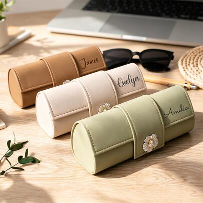 Personalized Magnetic Vegan Leather Glasses Case, Bridesmaid Gift, Travel Fashion Glasses Case, Wedding Gift, Customizable, Suitable For Women, Men, Opticians - Fashionable Glasses Storage Box