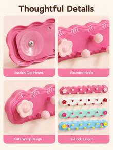 Suction Cup Wall Mount Rack, Multi-Hook Storage Rack, Dopamine Colorful Hanging Rack, Can Hang Hats, Bags, Keys And Towels, No-Drill Storage Hooks, Suitable For Bathroom, Entryway, Bedroom And Kitchen - Multicolor - View 8