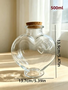 1pc Multi-Style Cork Stopper Glass Decorative Jar Heart Star Wish Glass Bottle DIY Handmade Display Bottle Home Desktop Gift Decoration Ornament Jar High Transparency Clear Decorative Bottle - Multicolor - View 15