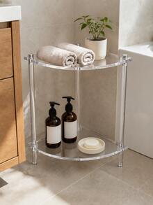 1 Set Multi-Layer Transparent Acrylic Corner Shelf, Triangular Floor-Standing Display Rack, Stable Triangle Design, Minimalist Invisible Storage Stand, Suitable For Wall Corners, Living Room, Bedroom, Desk, Bathroom Shower Area, Toilet Side, Vanity For Green Plants, Books, Skincare, Cosmetics, Space-Saving Bottle & Jar Decor, Home Furniture - View 6