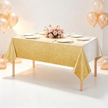 1pc 137*274CM/54*108IN Disposable Tablecloth For Party Decoration, Gold Powder Purple Blue Burgundy Pattern Tablecloth, Suitable For Various Theme Parties And Daily Use - Multicolor - View 3