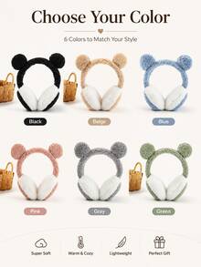 1pc Bear Ear Muffs, Winter Warm Ear Covers, Cycling Warmth, Fleece Anti-Freeze Ear Protection, Winter Outdoor Warmth - Multicolor - View 8