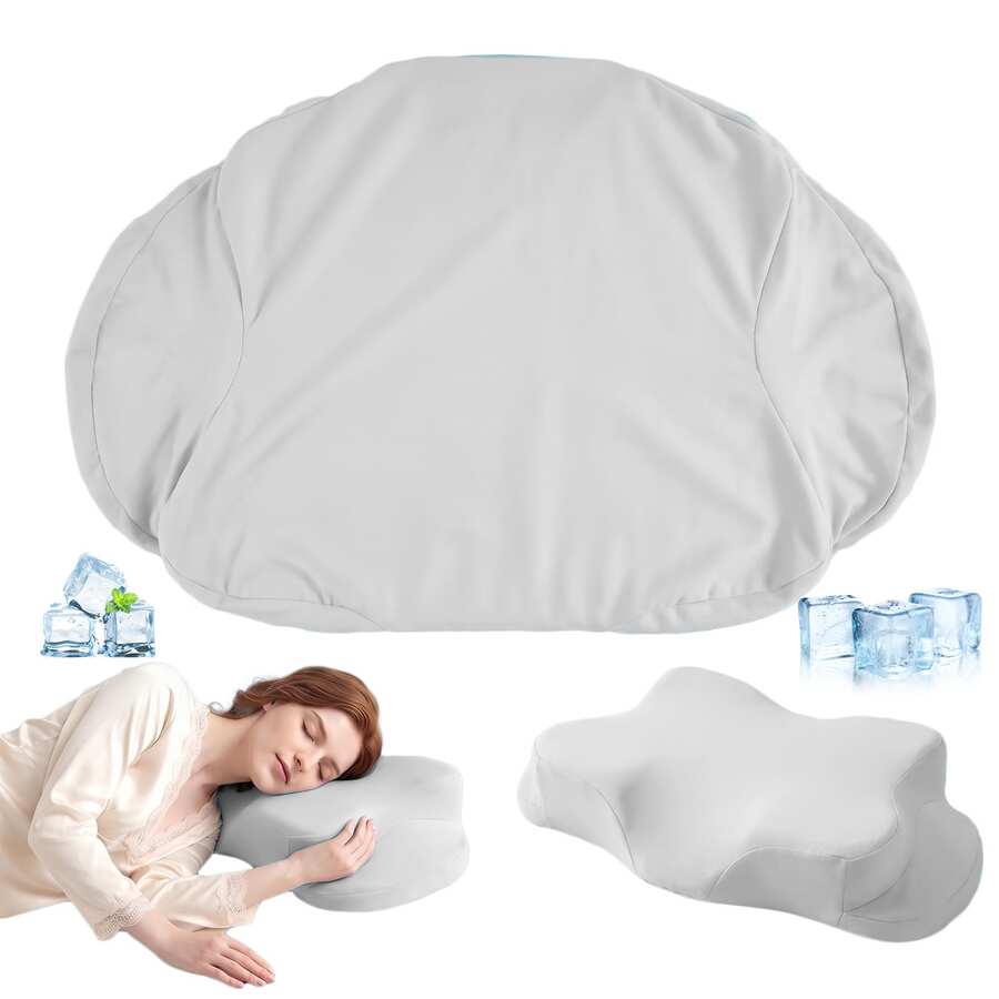 1pc Cool & Breathable Pillowcase, Minimalist Solid Color Butterfly Pillow Cover, Smooth Hidden Zipper Design, Machine Washable Pillowcase - 24.4*16.3inch - Light Grey - View 1