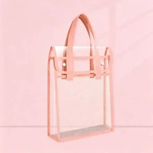 Large Capacity A4 PP Diagonal Stripe Handheld Document Bag, Snap Button Transparent Cover File Bag, Portable Handheld Student Book Storage Bag, Student Office Stationery Organizer - Single Piece - View 7