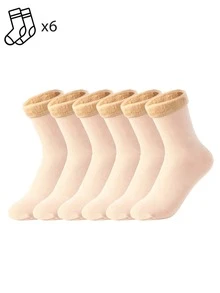 1/6/8 Pairs Men's Winter Snow Socks, Multi-Color Fleece Lined Warm Outdoor Mid-Calf Socks - Multicolor - View 15