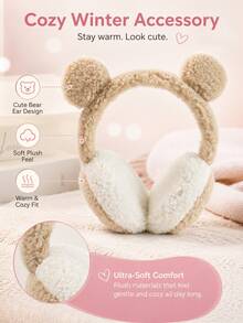 1pc Bear Ear Muffs, Winter Warm Ear Covers, Cycling Warmth, Fleece Anti-Freeze Ear Protection, Winter Outdoor Warmth - Multicolor - View 5