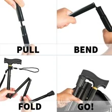 Unisex Foldable Hiking Poles, Lightweight Adjustable Telescopic Walking Sticks With T-Shaped Thickened Handle, Wrist Strap And Anti-Slip Rubber Tips, For Adults, Multiple Colors Available - Multicolor - View 2