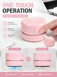 SMEG is gems Mini Desktop Vacuum Cleaner One-Touch Operation Portable Desktop Dust Remover For Eraser Crumbs And Paper Scraps Office Desk Keyboard Cleaning Tool For Students And Office - Cordless - View 3