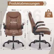 The Leather Seat Also Suits The Office Chairs In A Healthy Family Work Chair With Wheels And Back Padding, Which The Administration Rotates. Also Small, Swinging Play Chairs As Well As Brown - Brown - View 6