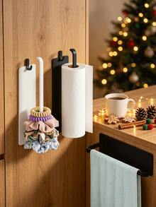 Wall-Mounted, Self-Adhesive Paper Towel Holder (Suitable For Under-Cabinet Installation) Featuring An Integrated Cling Film Cutter And Storage Shelf; Stylish, Durable, And Space-Saving-Ideal For RVs, Kitchens, Bathrooms, And Home Use. - Multicolor - View 6