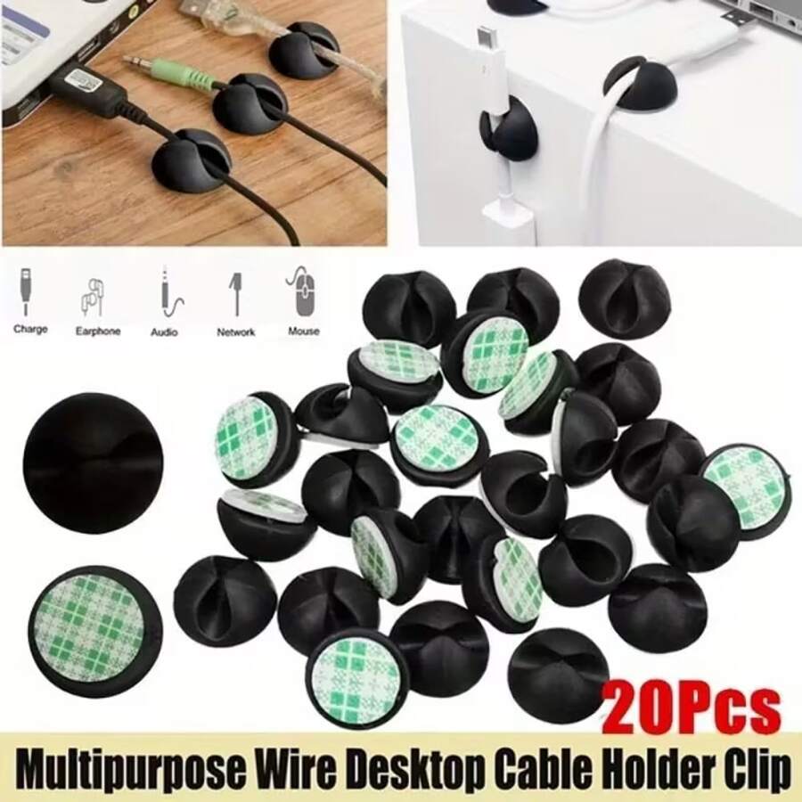 Cable Organizer And Cable Clips - Adhesive Cable Holders, Suitable For Desk, Nightstand, Car, Wall - For Chargers, For Home Office, Phone, Computer, Tablet Cable Management (No Drilling Required) - A - View 1