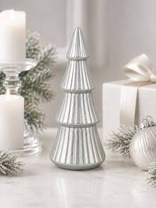 1pc Modern Christmas Tree Decorative Sculpture, Gold/Silver Metallic Finish Abstract Xmas Tree Statue, Minimalist Tabletop Accent For Mantel, Shelf, Entryway, Living Room, Office & Holiday Home Decor - 1PC - View 6