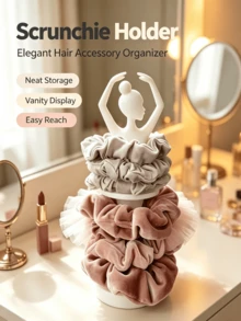 2-Tier Ballet Pose Hair Tie Display Rack, Space-Saving Hair Accessory Storage Organizer, Creative Dancer Design Desktop Storage Box, Can Neatly Categorize Various Hair Accessories, Ideal Decoration For Bedroom, Bathroom And Vanity Daily Use - Multicolor - View 1