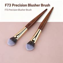 FLUFFIN 1pc F73 Precision Blusher Brush Powder & Cream Blush Makeup Tool High Quality Rosewood Handle Copper Tube Face Blending Brush - Brown - View 8