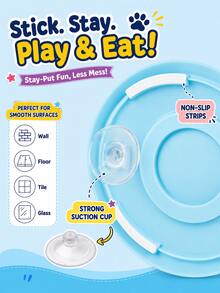 1pc Pet Slow Feeder Bowl, Rotating Licking Ball Dog Licking Bowl, Cat & Dog Interactive Licking Toy, Yogurt & Snack Feeder, Cat And Dog Lick The Small Ball On The Disc To Rotate And Reveal Food Below, Dog Bowls, Pet Puzzle Slow Feeder Toy, Dog Supplies, Suitable For Training Puppy Licking Ability, Dog Stuff, Suitable For Cat & Dog Daily Feeding Interactive Training, Cat Stuff And Dog Accessories - Blue - View 4
