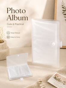 84-Pocket 1-Book 3-Inch Photo Album, PP Plastic Snap Button Card Collection Folder, Portable Postcard Ticket Travel Souvenir Storage Book, Home Office Organizer - Multiple Styles - View 6