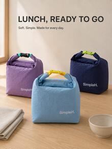1pc Insulated Lunch Bag, Portable Handheld Tote Lunch Pouch, Soft Reusable Material, Multi-Functional Thermal Lunch Box, Men & Women Lunch Bag, Picnic Bag, Outdoor Beach Accessory, Home Essential, Suitable For School, Work, Camping, Office, Commuting And Holiday Gift - Multicolor - View 3