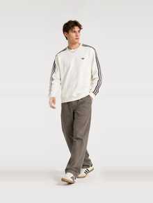 Adidas Originals SS26 Cali Men's Solid Color Crew Neck Long Sleeve T-Shirt - White - View 7