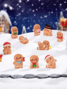 10pcs Christmas Mini Snow Scene Micro‑Landscape Ornament, Cute Gingerbread Man Doll House DIY Craft, Mini Car Interior Decor, Festive Xmas Desktop Tabletop Decoration For Holiday Home Party Gift - Multicolor - View 2